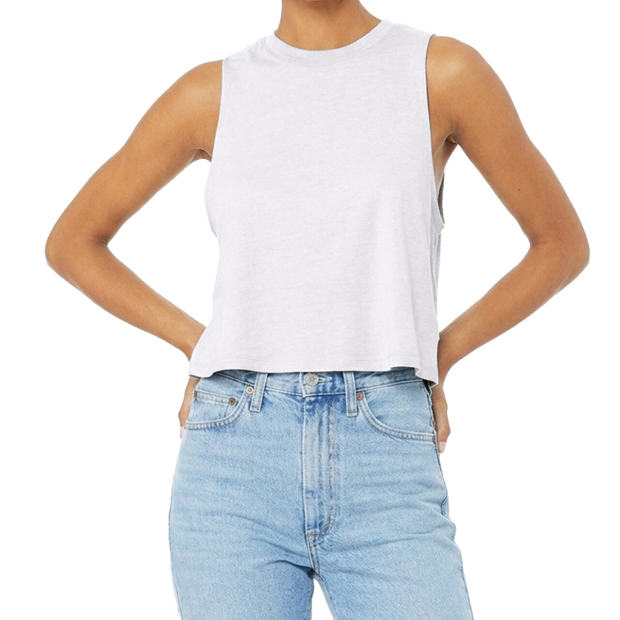 BELLA + CANVA Women's Racerback Crop Tank, Lightweight Sleeveless T-Shirt for Crafting